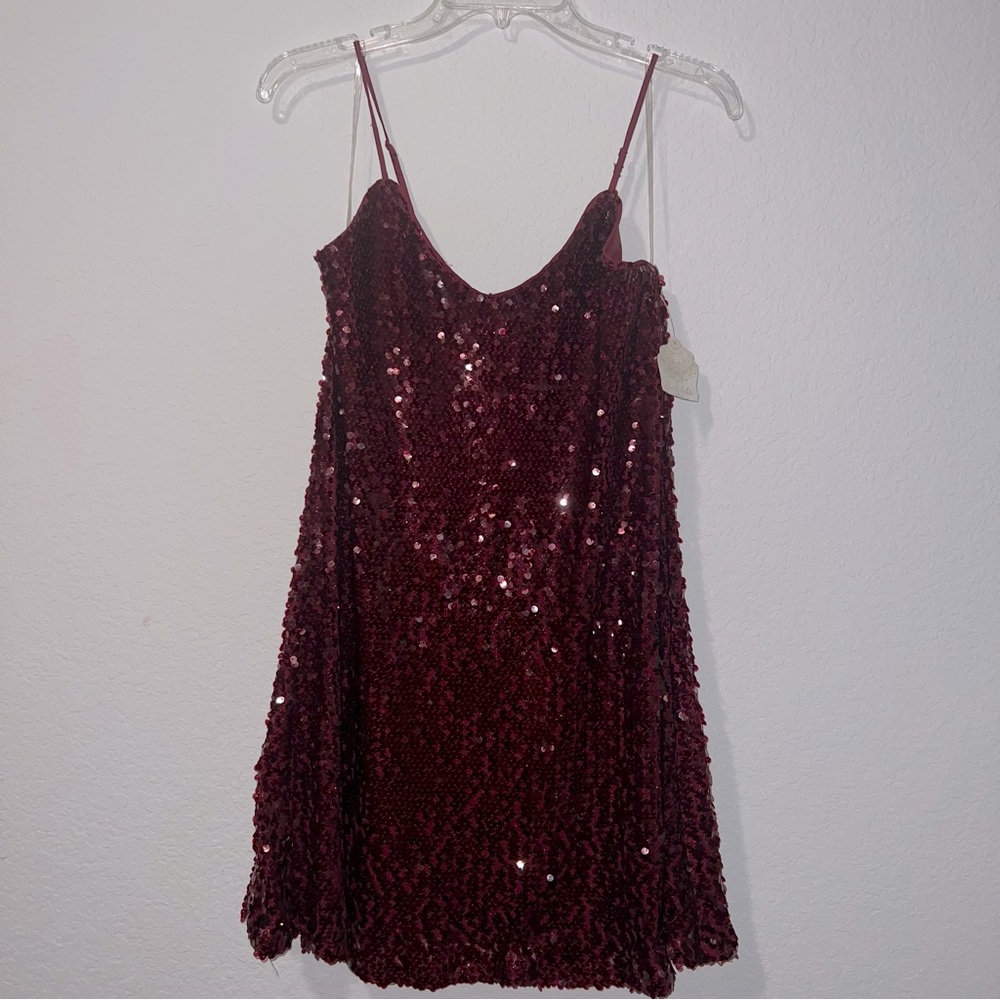 NWT Altar'd State Burgundy Sequin Mini Dress